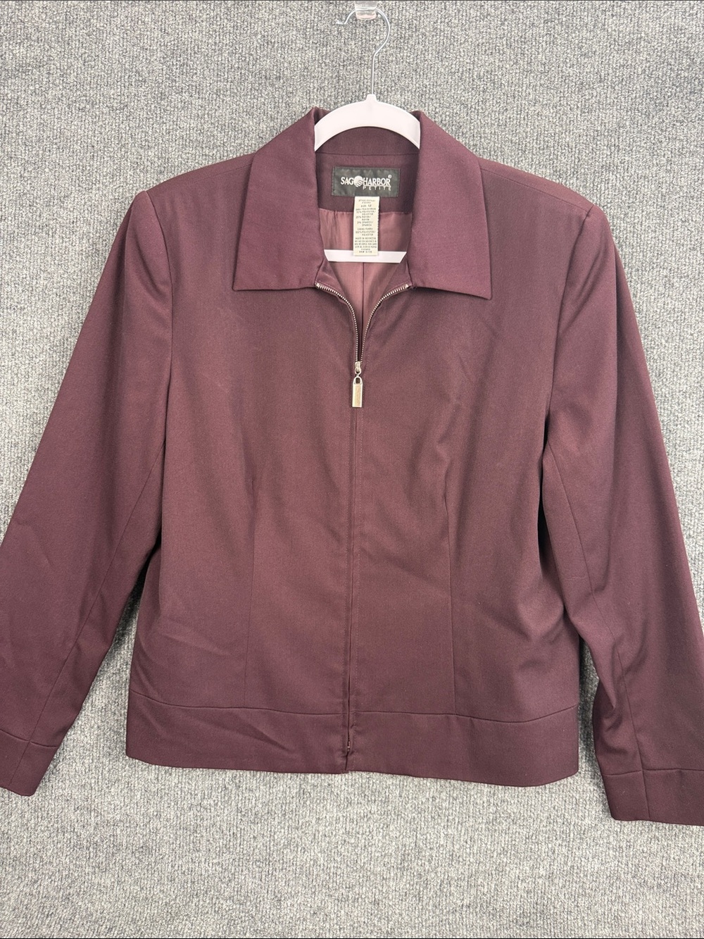 Sag Harbor Women's Plum Zip-Front Blazer Petite 12 New